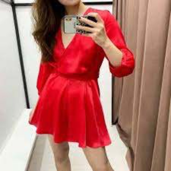 red satin playsuit